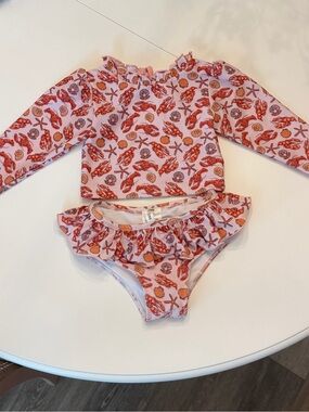 SMOCKINGBIRD Red Lobster - 24 month -  Long Sleeve Rash Guard Set